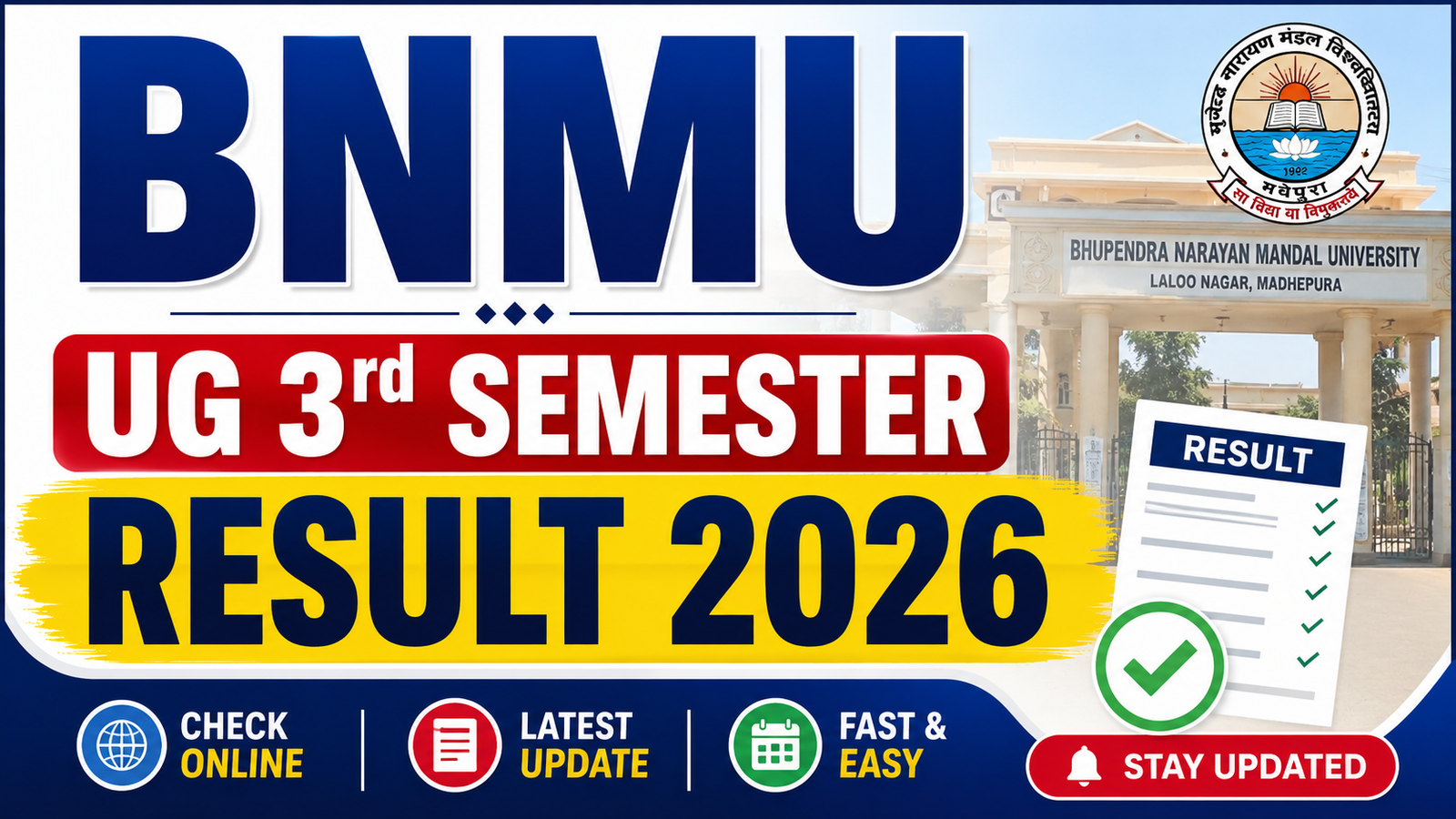 BNMU UG 3rd Semester Result 2026